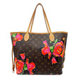 LOUIS VUITTON Neverfull MM Roses Monogram Canvas Shoulder Bag Brown