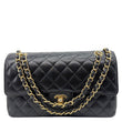 CHANEL Classic Double Flap Medium Quilted Caviar Leather Shoulder Bag Black