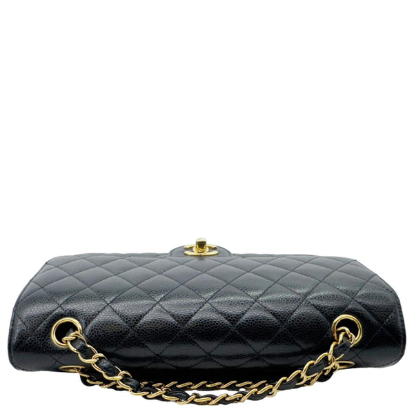 CHANEL Classic Double Flap Medium Quilted Caviar Leather Shoulder Bag Black