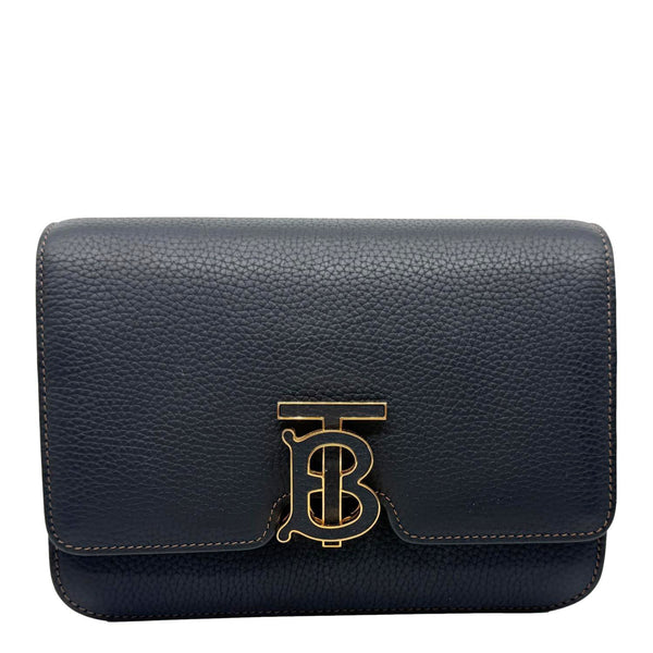 BURBERRY TB Small Grained Calfskin Leather Shoulder Bag Black