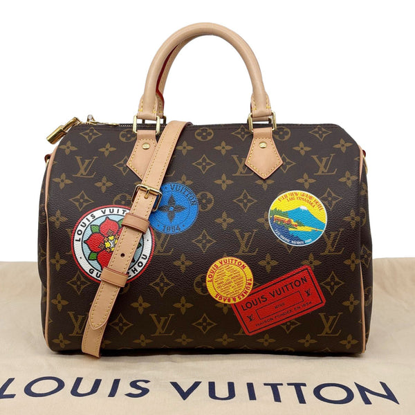 LOUIS VUITTON Speedy 30 Bandouliere My World Tour Monogram Canvas Shoulder Bag Brown