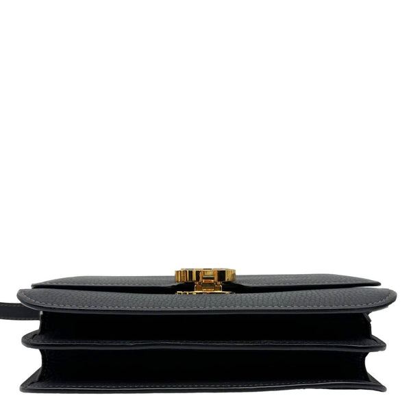 BURBERRY TB Small Grained Calfskin Leather Shoulder Bag Black