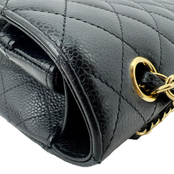 CHANEL Classic Double Flap Medium Quilted Caviar Leather Shoulder Bag Black