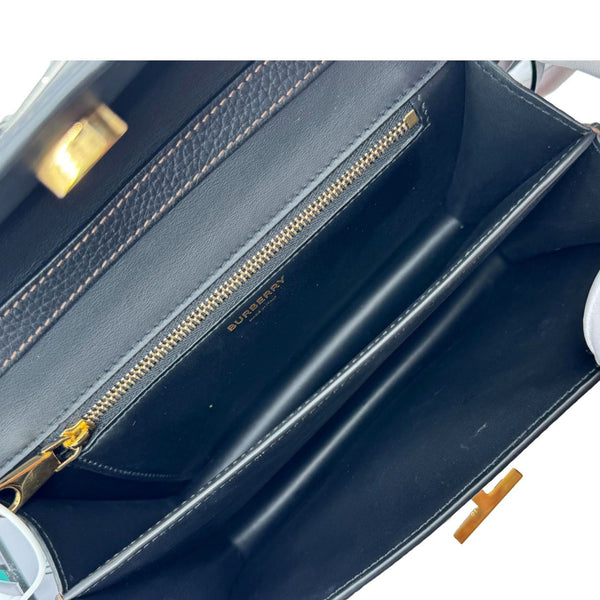BURBERRY TB Small Grained Calfskin Leather Shoulder Bag Black