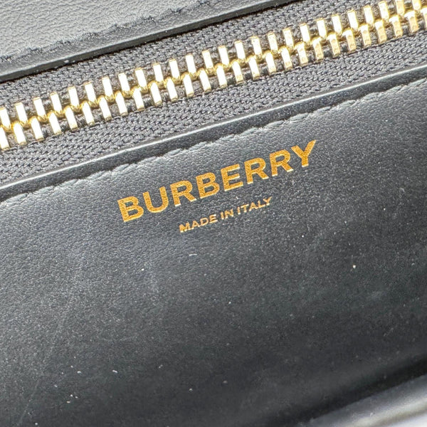 BURBERRY TB Small Grained Calfskin Leather Shoulder Bag Black