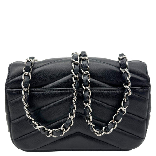 CHANEL Data Center Envelope Flap Bag Chevron Leather Crossbody Bag Black
