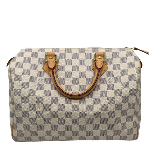LOUIS VUITTON Speedy 30 Bandouliere Diamer Azur Shoulder Bag White