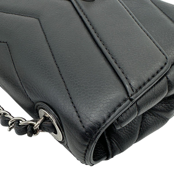 CHANEL Data Center Envelope Flap Bag Chevron Leather Crossbody Bag Black