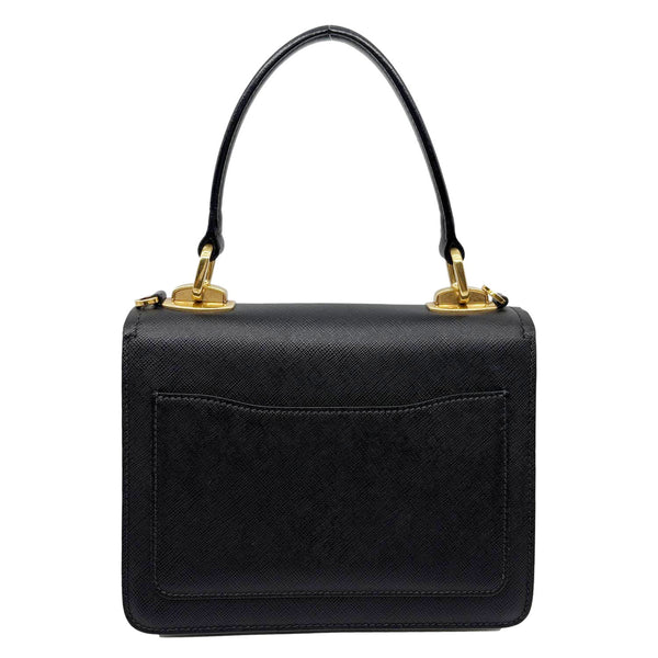 PRADA Symbole Flap Saffiano Leather Shoulder Bag Black