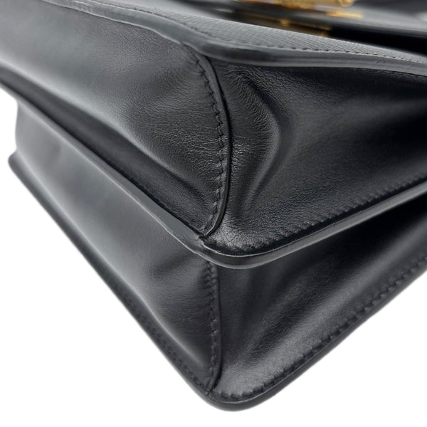 PRADA Symbole Flap Saffiano Leather Shoulder Bag Black