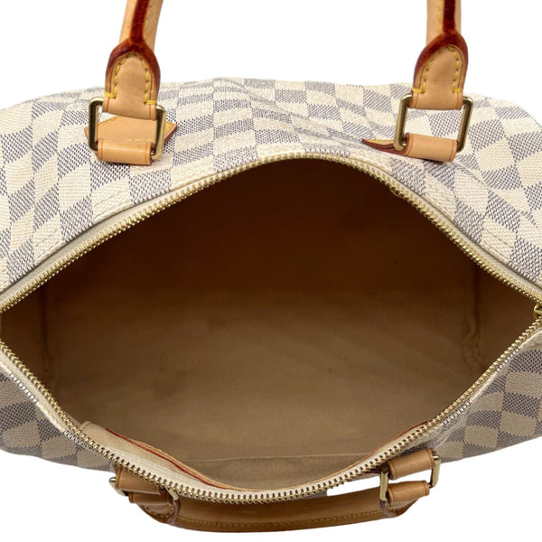 LOUIS VUITTON Speedy 30 Bandouliere Diamer Azur Shoulder Bag White
