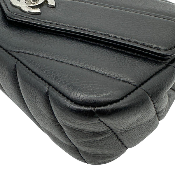 CHANEL Data Center Envelope Flap Bag Chevron Leather Crossbody Bag Black