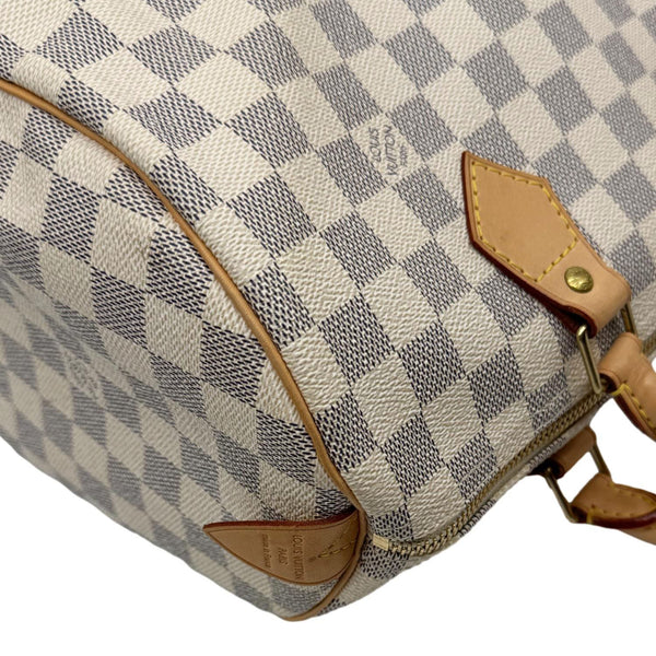 LOUIS VUITTON Speedy 30 Bandouliere Diamer Azur Shoulder Bag White
