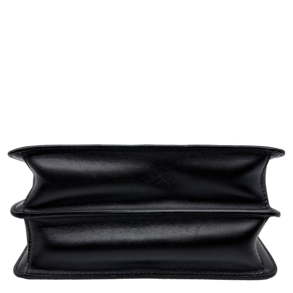 PRADA Symbole Flap Saffiano Leather Shoulder Bag Black