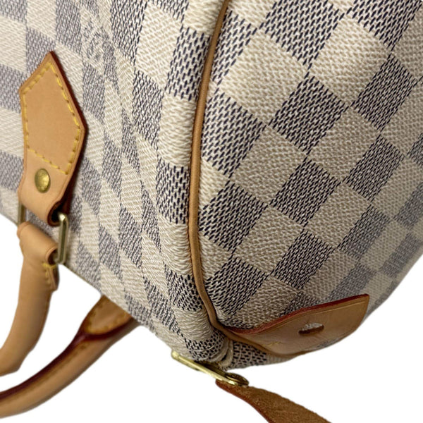 LOUIS VUITTON Speedy 30 Bandouliere Diamer Azur Shoulder Bag White