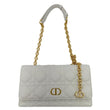 CHRISTIAN DIOR Caro Supple Cannage Calfskin Leather Chain Shoulder Bag Ivory