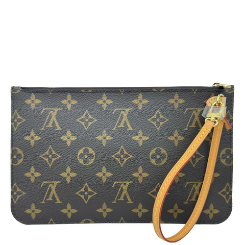 LOUIS VUITTON Pochette Wristlet Monogram Canvas Pouch Brown
