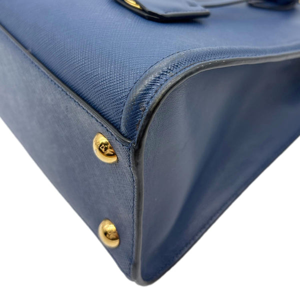 PRADA Lux Saffiano Calfskin Leather Tote Shoulder Bag Blue