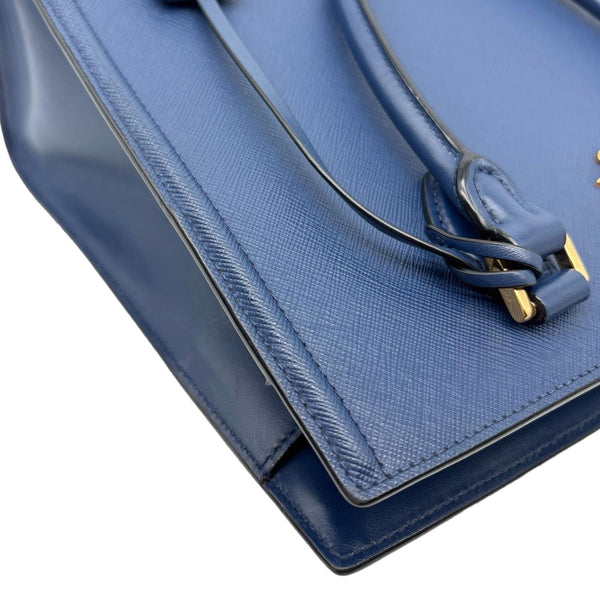 PRADA Lux Saffiano Calfskin Leather Tote Shoulder Bag Blue