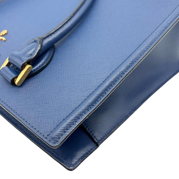 PRADA Lux Saffiano Calfskin Leather Tote Shoulder Bag Blue