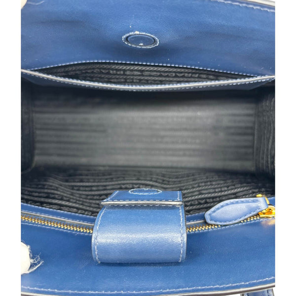 PRADA Lux Saffiano Calfskin Leather Tote Shoulder Bag Blue