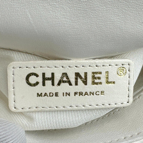 CHANEL Pearl Chain Quilted Lambskin Leather Phone Bag White