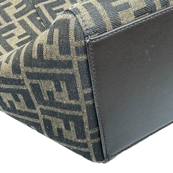 FENDI Origami Medium Jacquard FF Canvas Tote Shoulder Bag Brown