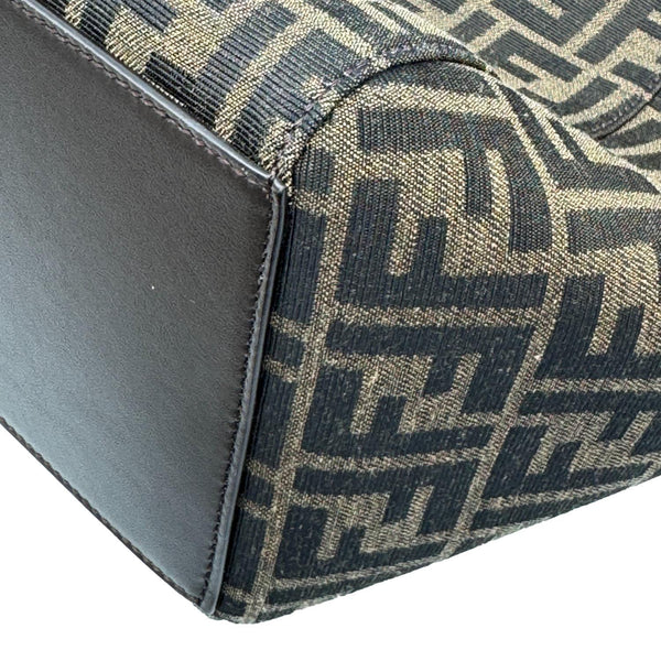 FENDI Origami Medium Jacquard FF Canvas Tote Shoulder Bag Brown