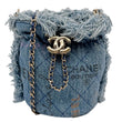 CHANEL Mood Mini Quilted Denim Bucket Bag Blue