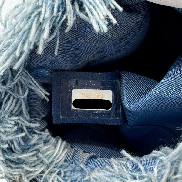 CHANEL Mood Mini Quilted Denim Bucket Bag Blue