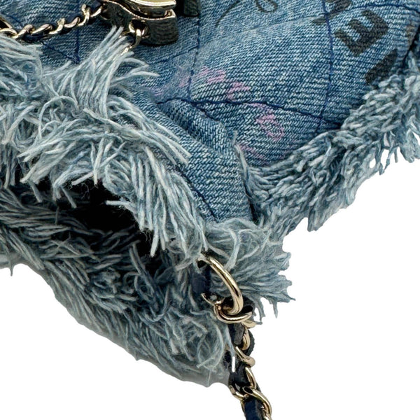 CHANEL Mood Mini Quilted Denim Bucket Bag Blue