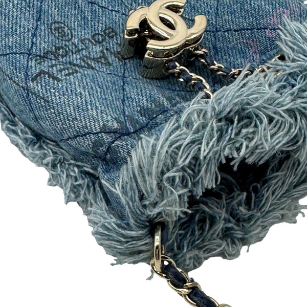 CHANEL Mood Mini Quilted Denim Bucket Bag Blue