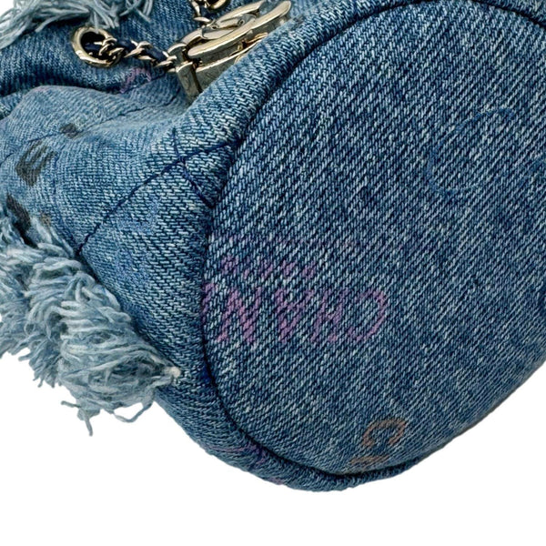 CHANEL Mood Mini Quilted Denim Bucket Bag Blue