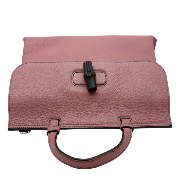 GUCCI Bamboo Daily Medium Leather Shoulder Bag Pink 392013