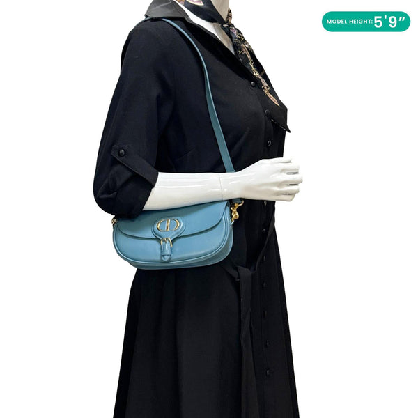 CHRISTIAN DIOR Bobby East West Calfskin Leather Shoulder Bag Blue