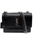 YVES SAINT LAURENT Sunset Monogram Leather Shoulder Bag Black