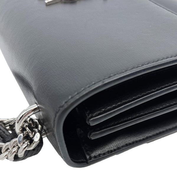 YVES SAINT LAURENT Sunset Monogram Leather Shoulder Bag Black