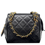 CHANEL Vintage Mini Quilted Quilted Lambskin Leather Tote Bag Black