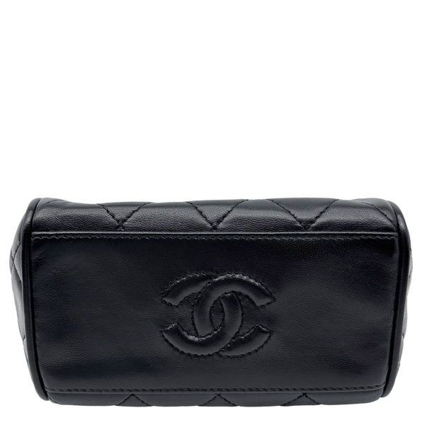 CHANEL Vintage Mini Quilted Quilted Lambskin Leather Tote Bag Black