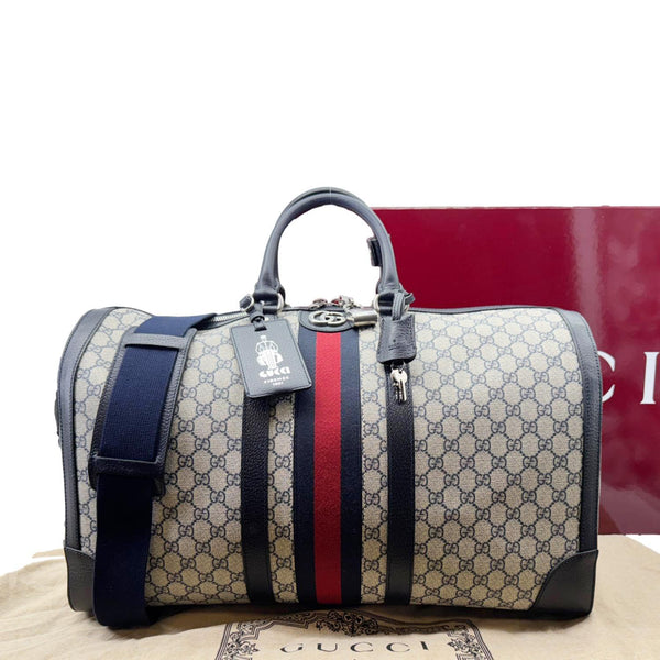 GUCCI Savoy Large GG Supreme Canvas Duffle Bag Navy Blue 724612
