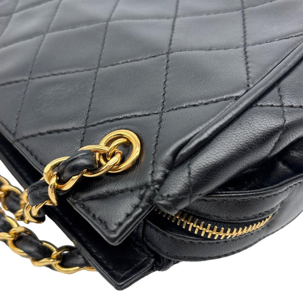 CHANEL Vintage Mini Quilted Quilted Lambskin Leather Tote Bag Black