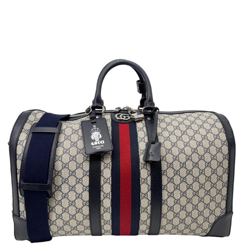 GUCCI Savoy Large GG Supreme Canvas Duffle Bag Navy Blue 724612