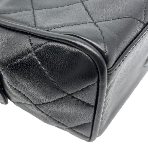 CHANEL Vintage Mini Quilted Quilted Lambskin Leather Tote Bag Black