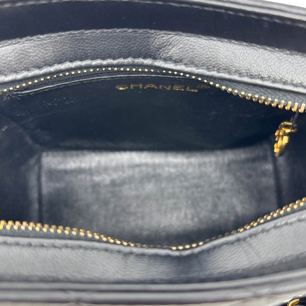 CHANEL Vintage Mini Quilted Quilted Lambskin Leather Tote Bag Black