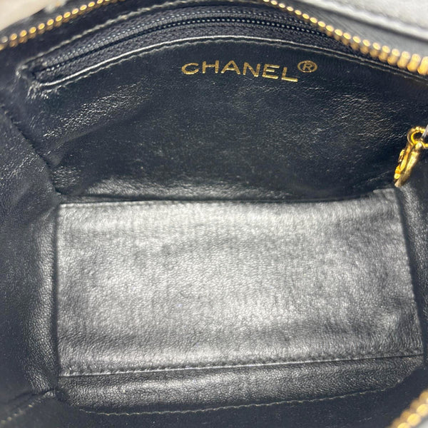 CHANEL Vintage Mini Quilted Quilted Lambskin Leather Tote Bag Black