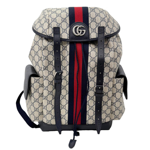 GUCCI Ophidia Medium GG Supreme Canvas Backpack Navy Blue 598140