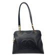 CHANEL Vintage Timeless Zip Caviar Leather tote Shoulder Bag Black