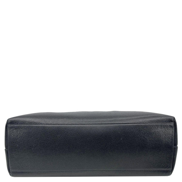 CHANEL Vintage Timeless Zip Caviar Leather tote Shoulder Bag Black