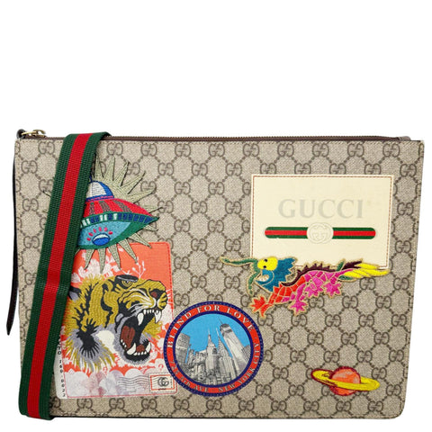 GUCCI Original Courrier Web GG Canvas Messenger Bag Beige 474083