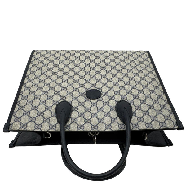 GUCCI Interlocking G Medium GG Supreme Canvas Tote Bag Navy Blue 674148